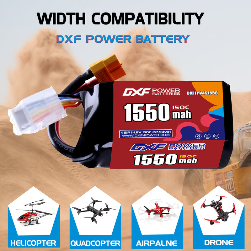DXF 1550mAh 4S 150C 14.8V Lipo Battery Pack for FPV LiPo Battery