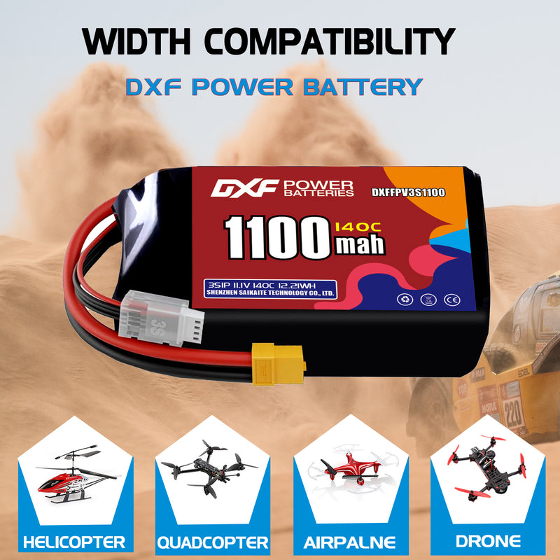 DXF 1100mAh 3S 120C 11.1V Lipo Battery Pack for FPV LiPo Battery