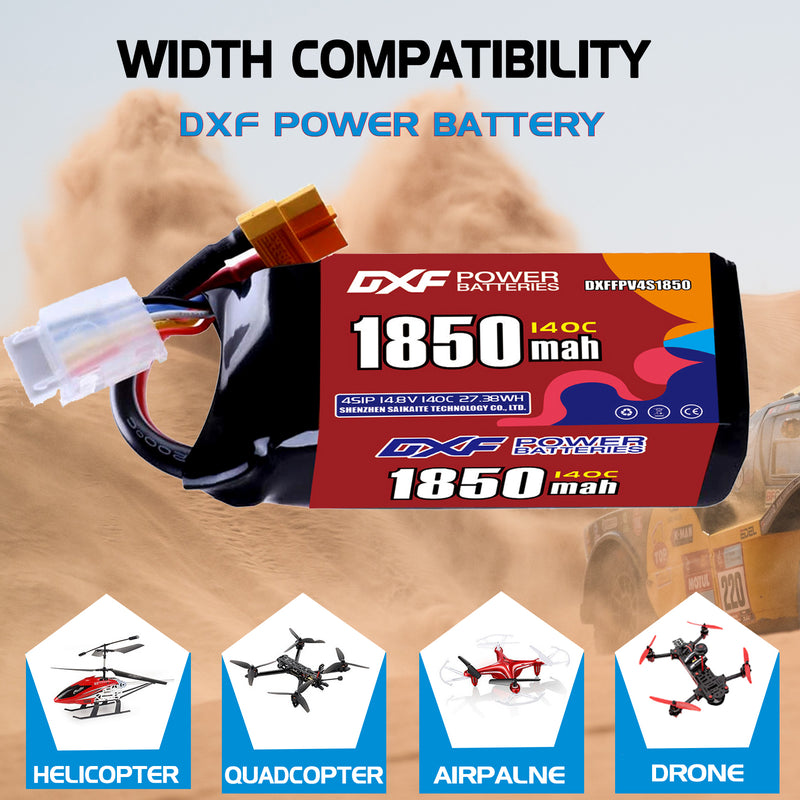 DXF 1850mAh 4S 140C 14.8V Lipo Battery Pack for FPV LiPo Battery