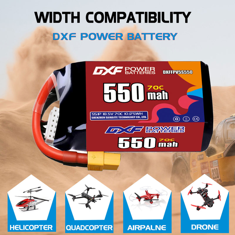 DXF 550mAh 5S 70C 18.5V Lipo Battery Pack for FPV LiPo Battery