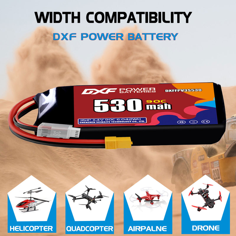 DXF 530mAh 3S 90C 11.4V Lipo Battery Pack for FPV LiPo Battery