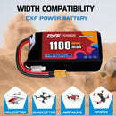 DXF 1100mAh 2S 120C 7.4V Lipo Battery Pack for FPV LiPo Battery