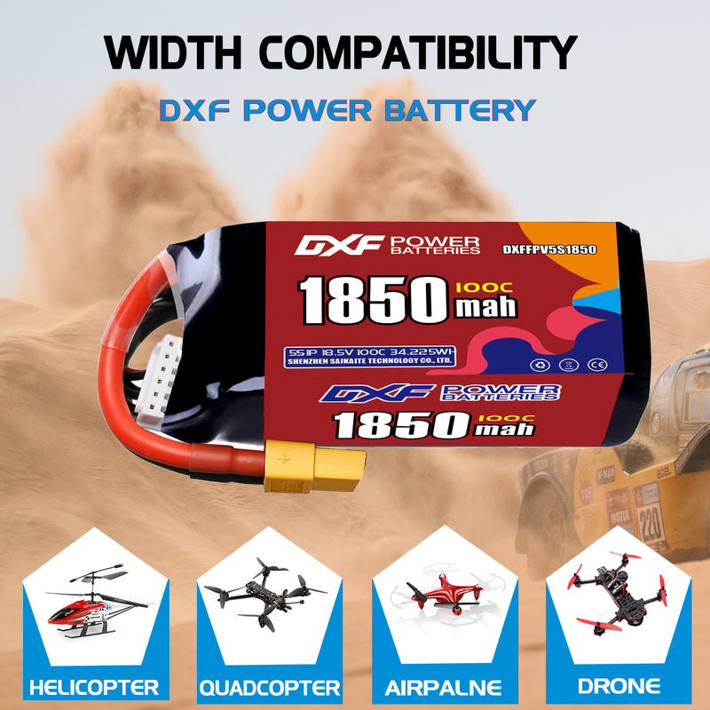 DXF 1850mAh 5S 100C 18.5V Lipo Battery Pack for FPV LiPo Battery