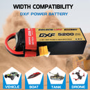 DXF Lipo Battery 4S 14.8V 5200mAh 150C Graphene Softcase with EC5 / T / TRX / XT60 / XT90 / XT150 / Q8s Plug for RC 1/8 1/10 Buggy Truck Car Off-Road Drone