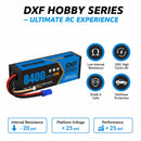 DXF 3S LiPo Battery 8400mAh 120C 11.1V EC5 Hardcase - Blue Series Graphene Battery for RC Buggy Truck Racing