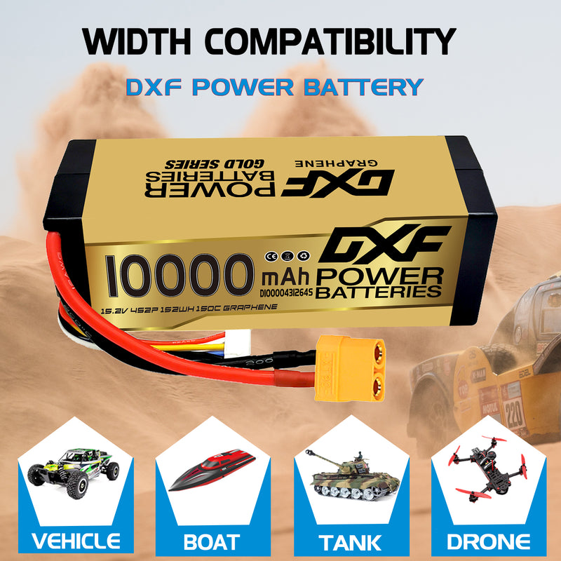 (CN)DXF Lipo Battery 4S 15.2V 10000MAH 150C  lipo Hardcase with  DEANS/T Plug for Rc 1/8 1/10 Buggy Truck Car Off-Road Drone
