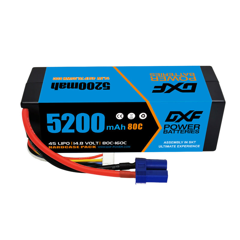 (CA)DXF Lipo Battery 4S 14.8V 5200MAH 80C  lipo Hardcase with  EC5 Plug for Rc 1/8 1/10 Buggy Truck Car Off-Road Drone