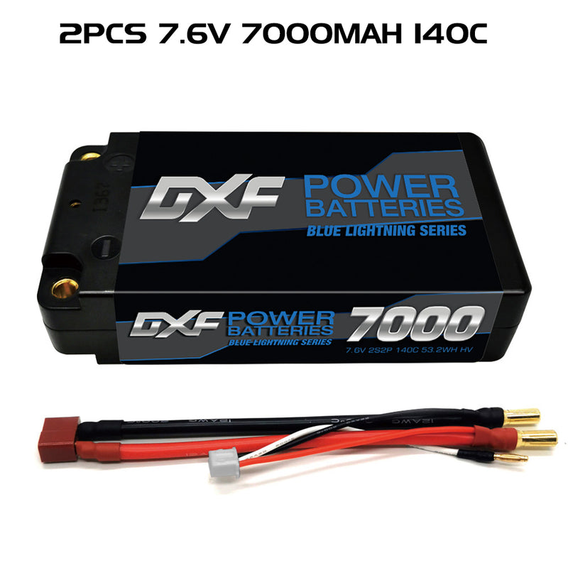 (IT)DXF 5mm 2S 7000mAh 7.6V 140C BLUE Series Batteria Lipo ad Alta Capacità Hardcase con Deans Spina per 1:8 Scala RC Auto, Multi-Rotore RC Aeroplano, RC Elicottero, RC Barca