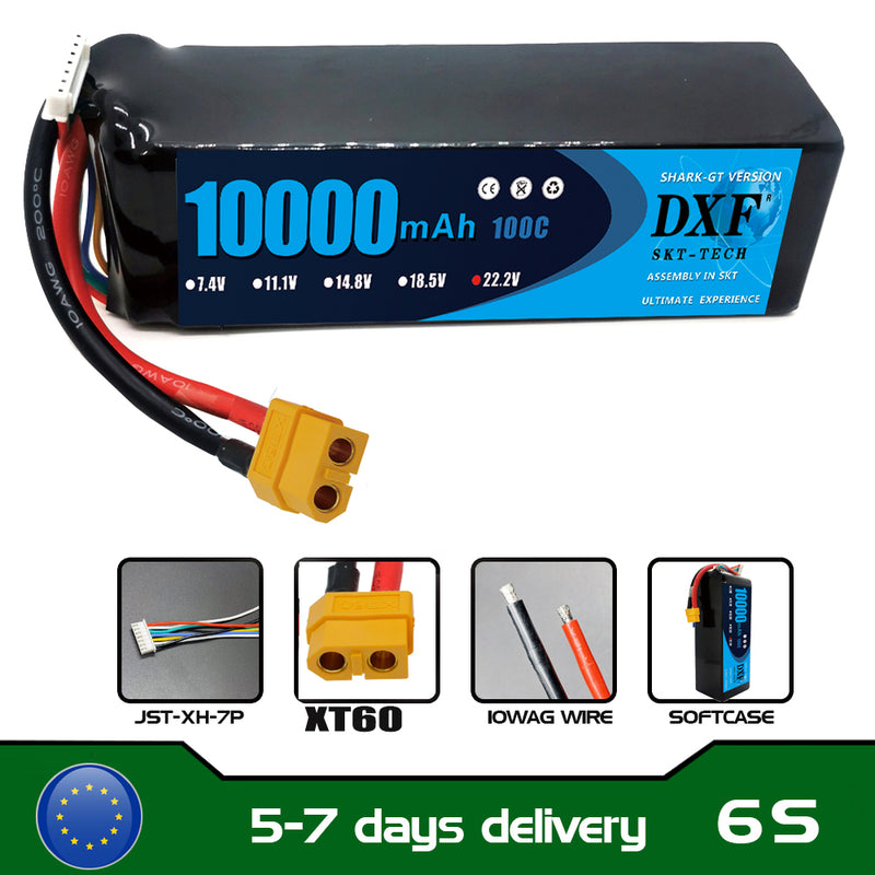 (IT)DXF 6S Lipo Battery 22.2V 100C10000mAh Soft Case Battery with XT60 Connector for Car Truck Tank RC Buggy Truggy Racing Hobby