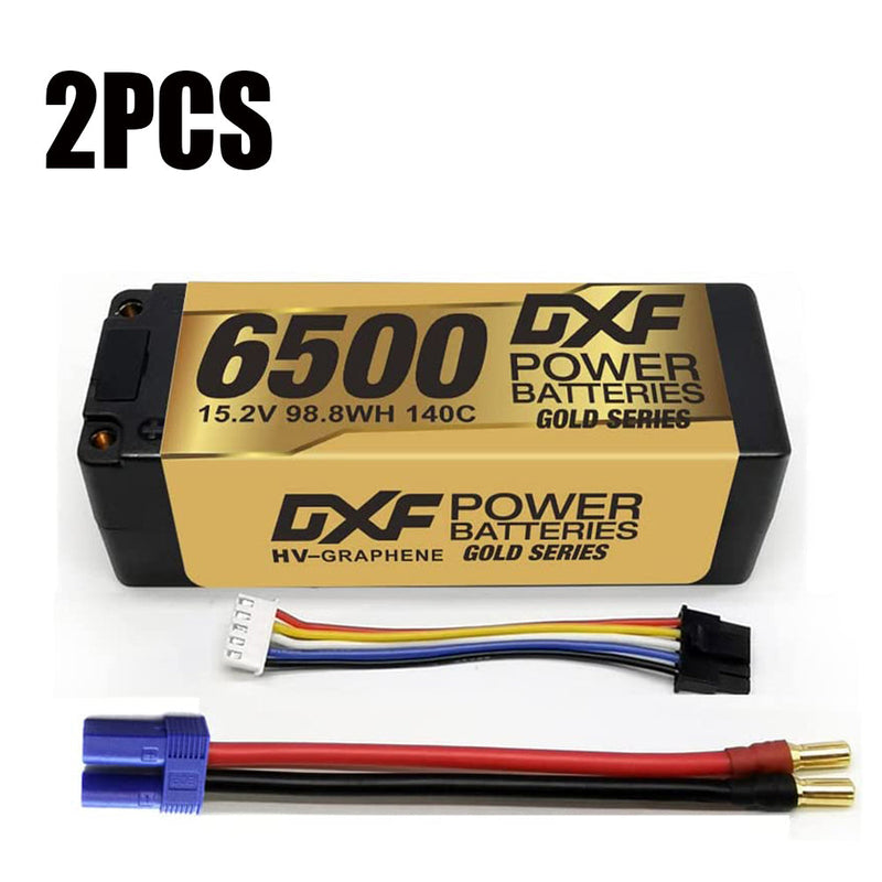 (CN)DXF Lipo Battery 4S 15.2V 6500MAH 140C GoldSeries  LCG 5MM Graphene lipo Hardcase with EC5 and XT90 Plug for Rc 1/8 1/10 Buggy Truck Car Off-Road Drone