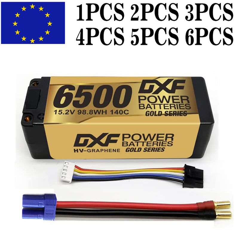 (PL)DXF Lipo Battery 4S 15.2V 6500MAH 140C GoldSeries  LCG 5MM Graphene lipo Hardcase with EC5 and XT90 Plug for Rc 1/8 1/10 Buggy Truck Car Off-Road Drone