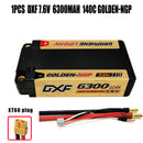 (CN)DXF 5mm 2S 6300mAh 7.6V 140C GOLDEN-NGP Batteria Lipo ad Alta Capacità Hardcase con XT90 Spina per 1:8 Scala RC Auto, Multi-Rotore RC Aeroplano, RC Elicottero, RC Barca