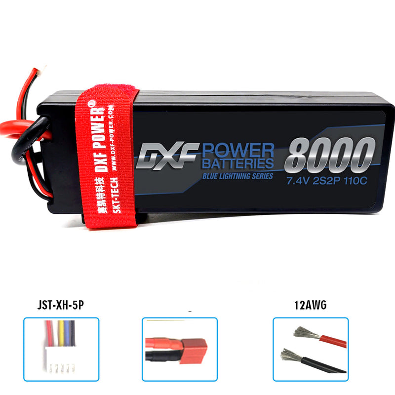 (PL)DXF Lipo Battery 2S 7.4V 8000mAh 110C/220C Hardcase Battery Graphene Battery for Rc Truck Drone 1/10 1/8 Scale Traxxas Slash 4x4 RC Car Buggy truggy