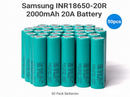 Samsung INR18650-20R 2000mAh 20A Li-ion Battery for Power Tools, E-Vehicles & DIY Battery Packs (1-100 PCS)