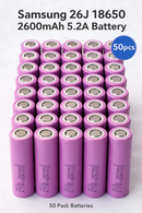 Samsung ICR18650-26J 2600mAh 5.2A Li-ion Battery for Flashlights, Power Banks & DIY Battery Packs (1-100 PCS)