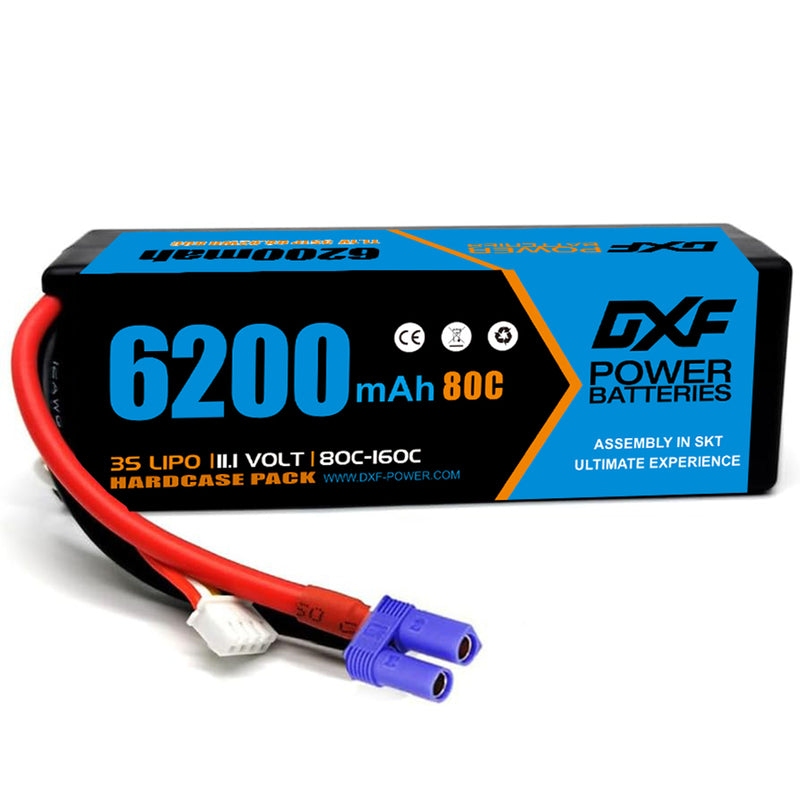 (CA)DXF Lipo Battery 3S 11.1V 6200MAH 80C  lipo Hardcase Deans/T Plug for Rc 1/8 1/10 Buggy Truck Car Off-Road Drone