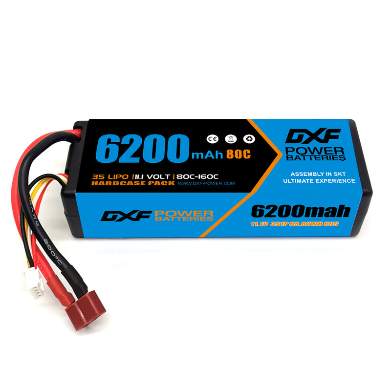 (CA)DXF Lipo Battery 3S 11.1V 6200MAH 80C  lipo Hardcase Deans/T Plug for Rc 1/8 1/10 Buggy Truck Car Off-Road Drone