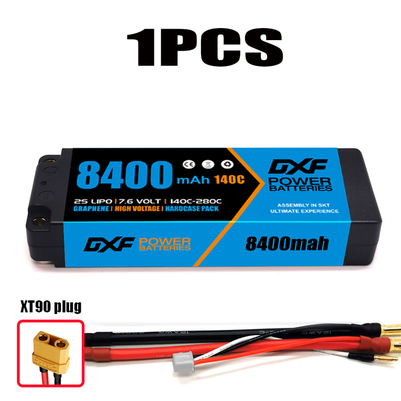 (CN) DXF 2S 7.6V Lipo Battery 140C 8400mAh with 5mm Bullet for RC 1/8 Vehicles Car Truck Tank Truggy Competition Racing Hobby