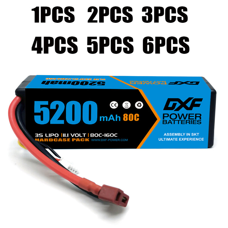 (ES)DXF Lipo Battery 3S 11.1V 5200MAH 80C Blue Series lipo Hardcase with Deans Plug for Rc 1/8 1/10 Buggy Truck Car Off-Road Drone