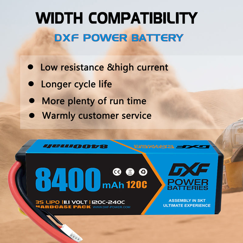 (CA)DXF Lipo Battery 3S 11.1V 8400mAh 120C/240C HardCase EC5 Plug Lipo Battery for RC HPI HSP 1/8 1/10 Buggy RC Car Truck