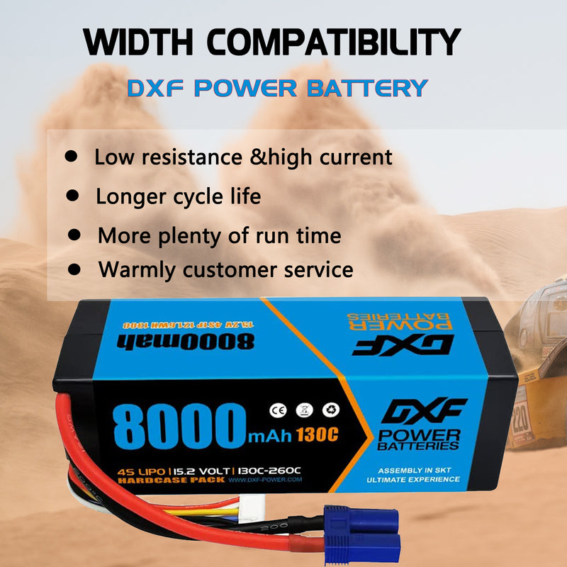 (IT)DXF Lipo Battery 4S 15.2V 8000mAh 130C/260C HardCase Lipo Battery for RC HPI HSP 1/8 1/10 Buggy RC Car Truck