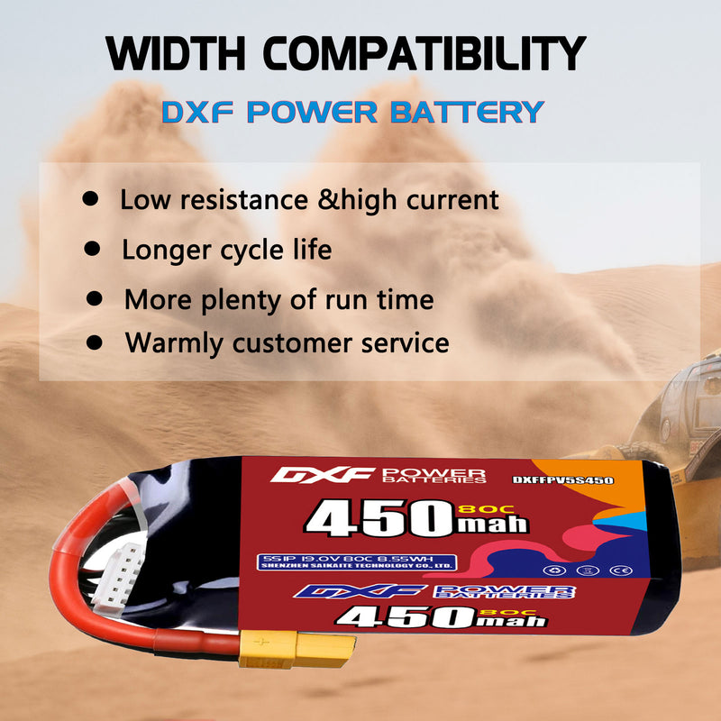 DXF 550mAh 5S 80C 18.5V Lipo Battery Pack for FPV LiPo Battery