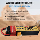 DXF Lipo Battery 2S HV 7.6V 7500mAh 150C GoldSeries Graphene Softcase with EC5 / T / TRX / XT60 / XT90 / XT150 / Q8s Plug for RC 1/8 1/10 Buggy Truck Car Off-Road Drone