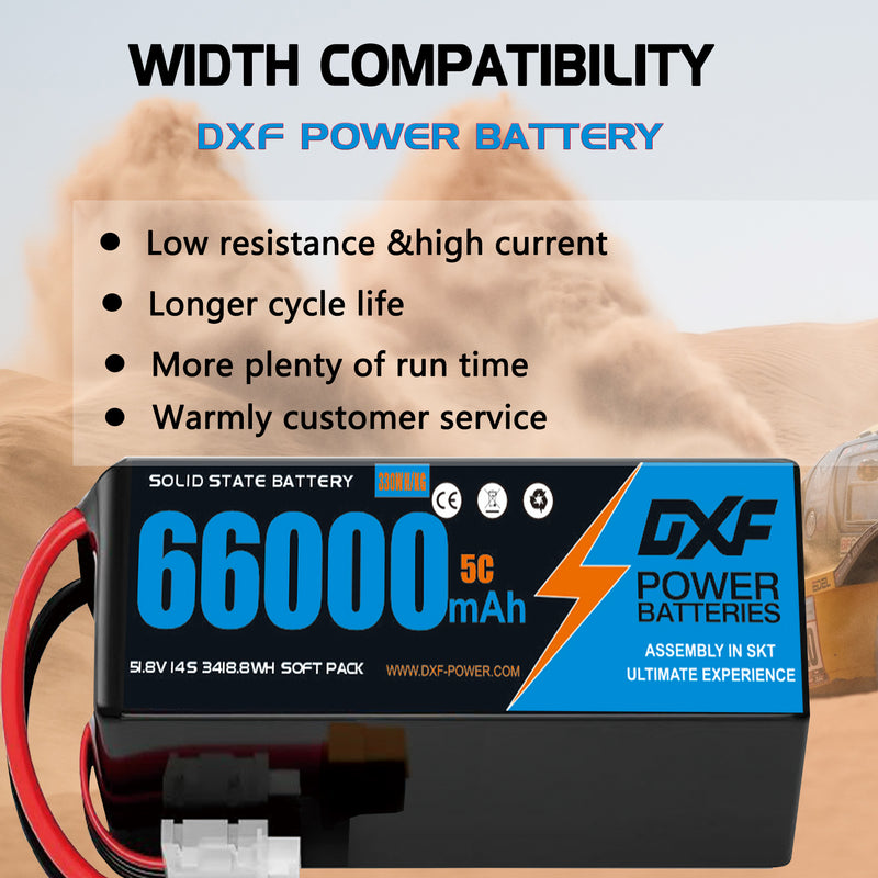 (CN)DXF 14S Lipo Battery 51.8V 10C 60000mAh Soft Case Battery  for Drone UAV FPV Car Truck Tank RC Semi solidstate Battery Racing Hobby