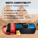 DXF Lipo Battery 5S 18.5V 6500mAh 80C Graphene Softcase with EC5 / T / TRX / XT60 / XT90 / XT150 / Q8s Plug for RC 1/8 1/10 Buggy Truck Car Off-Road Drone
