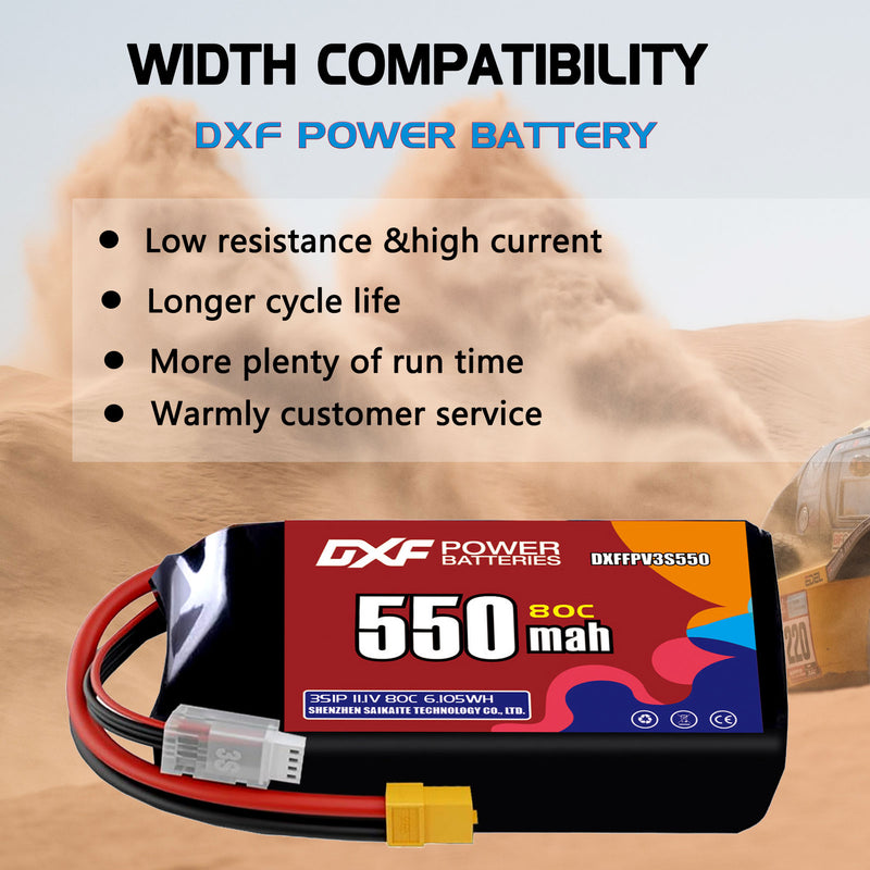 DXF 550mAh 3S 80C 11.1V Lipo Battery Pack for FPV LiPo Battery