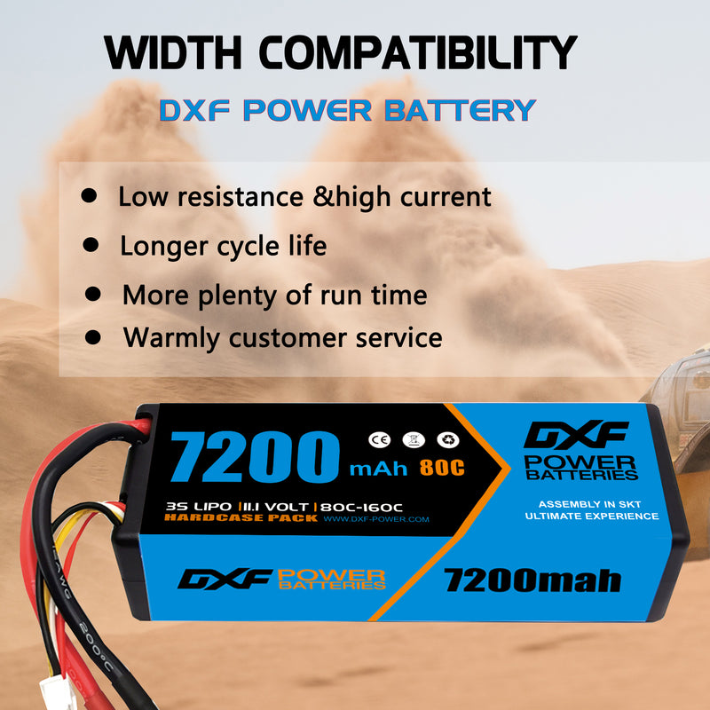 (CA)DXF Lipo Battery 3S 11.1V 7200MAH 80C Blue Series lipo Hardcase with Deans/T Plug for Rc 1/8 1/10 Buggy Truck Car Off-Road Drone