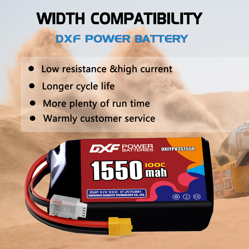 DXF 1550mAh 3S 100C 11.1V Lipo Battery Pack for FPV LiPo Battery
