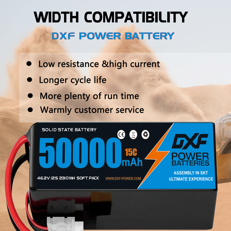 (CN)DXF 12S Lipo Battery 46.2V 15C 50000mAh Soft Case Battery  for Drone UAV FPV Car Truck Tank RC Semi solidstate Battery Racing Hobby