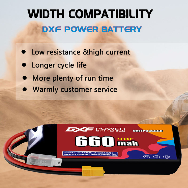 DXF 660mAh 3S 90C 11.4V Lipo Battery Pack for FPV LiPo Battery