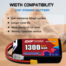 DXF LiPo Battery 3S HV 11.4V 1300mAh 60C with PH2.0 / JST / XT30 / SM / XT60 / EC5 / XT90 for FPV Drone Whoop Micro Racing