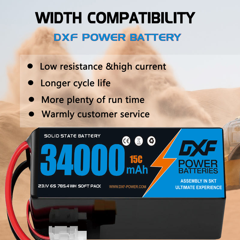 (CN)DXF 6S Lipo Battery 23.1V 15C 34000mAh Soft Case Battery  for Drone UAV FPV Car Truck Tank RC Buggy Truggy Racing Hobby