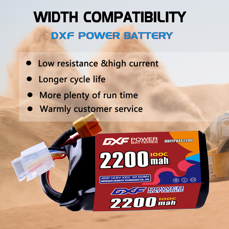 DXF 2200mAh 4S 100C 14.8V Lipo Battery Pack for FPV LiPo Battery