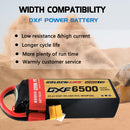 DXF Lipo Battery 8S 29.6V 6500mAh 150C Graphene Softcase with EC5 / T / TRX / XT60 / XT90 / XT150 / Q8s Plug for RC 1/8 1/10 Buggy Truck Car Off-Road Drone