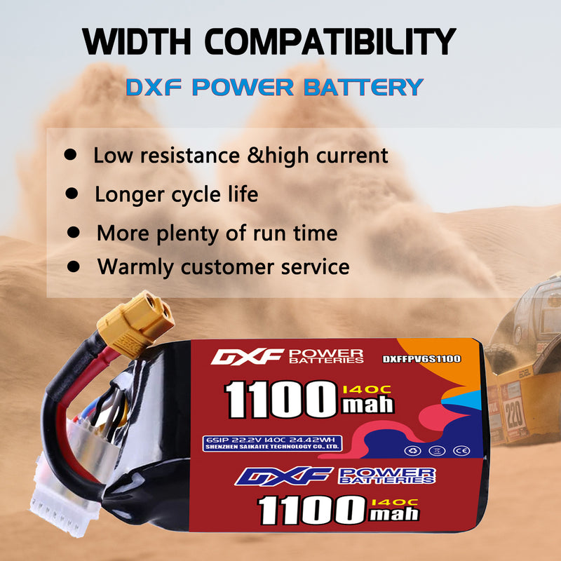 DXF 1100mAh 6S 140C 22.2V Lipo Battery Pack for FPV LiPo Battery