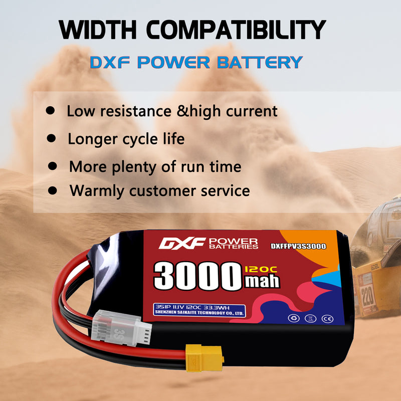 DXF 3000mAh 3S 120C 11.1V Lipo Battery Pack for FPV LiPo Battery