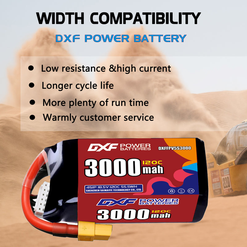 DXF 3000mAh 5S 120C 18.5V Lipo Battery Pack for FPV LiPo Battery