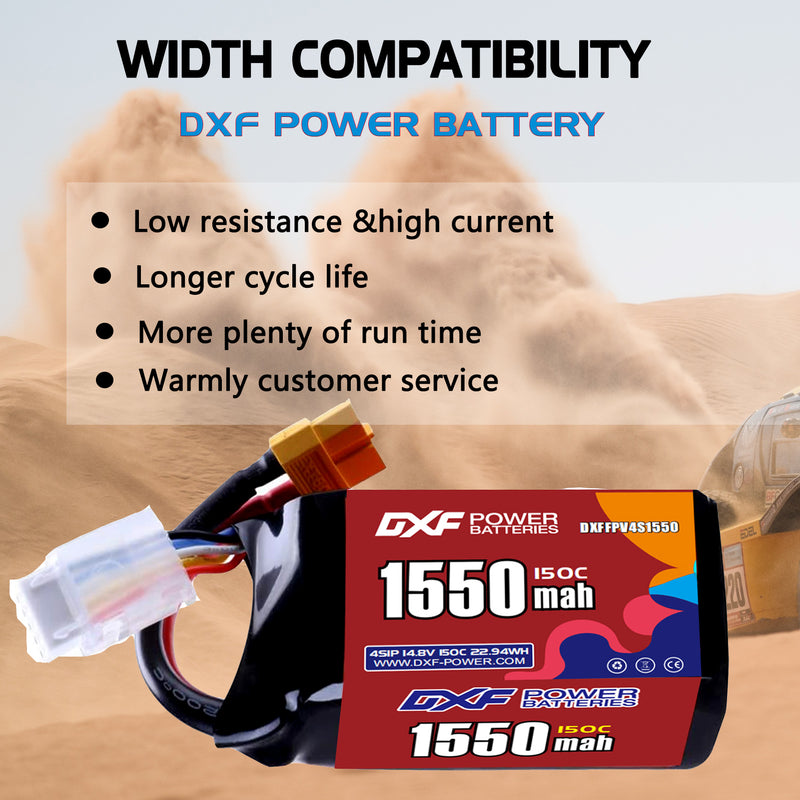 DXF 1550mAh 4S 150C 14.8V Lipo Battery Pack for FPV LiPo Battery