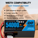 DXF 6S 22.2V 54000mAh 5C Soft Case LiPo Battery with 8AWG Wire for Toy Cars, Boats, UAVs & Drones (1-6 Pack)