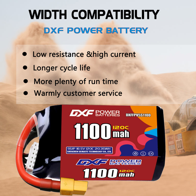 DXF 1100mAh 5S 120C 18.5V Lipo Battery Pack for FPV LiPo Battery