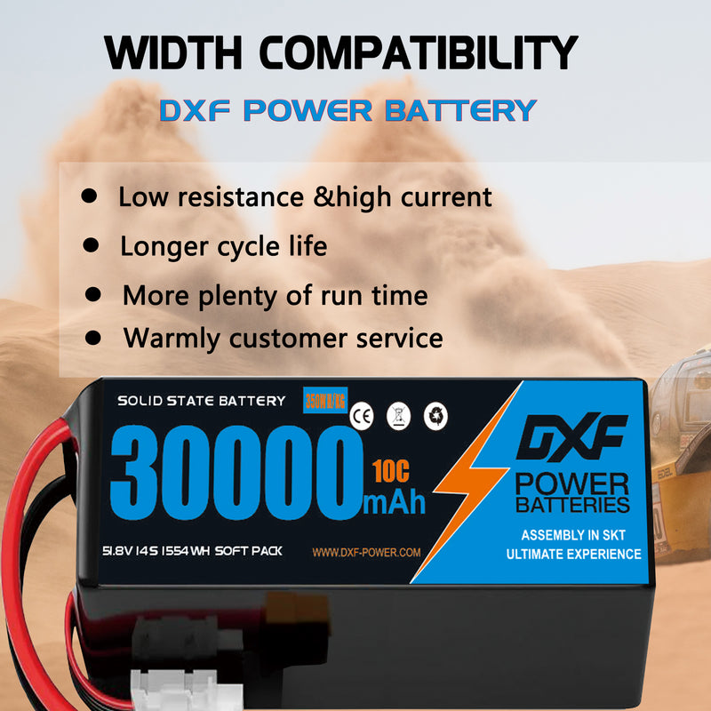 (CN)DXF 14S Lipo Battery 51.8V 10C 30000mAh Soft Case Battery  for Drone UAV FPV Car Truck Tank RC Semi solidstate Battery Racing Hobby