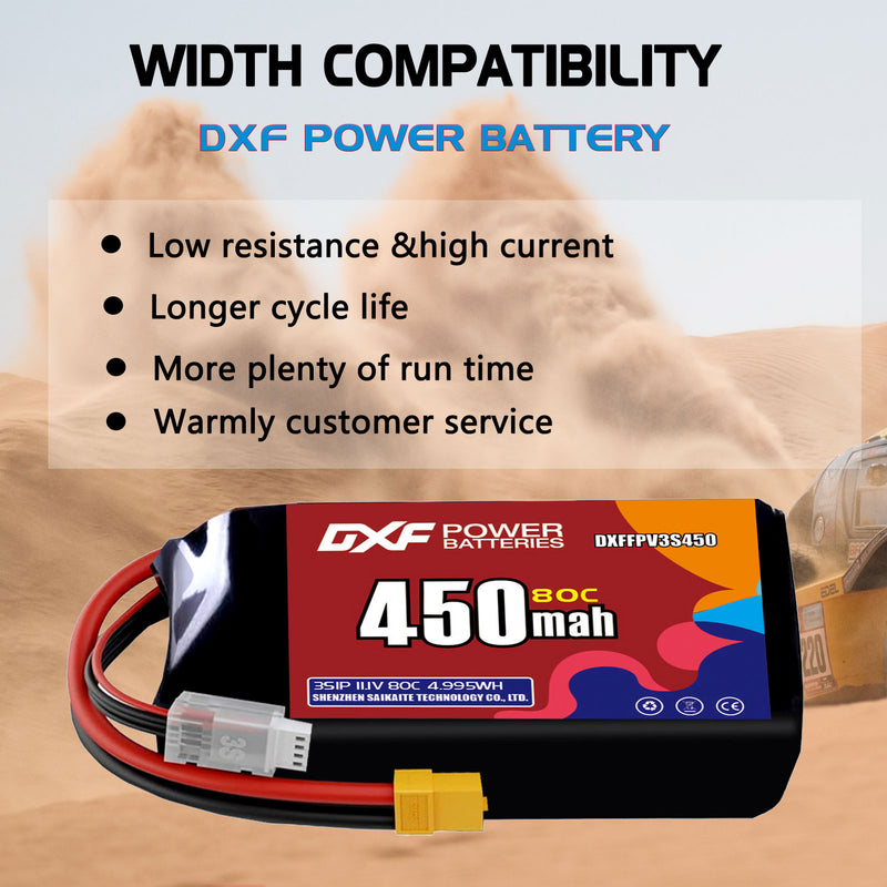 DXF 450mAh 3S 80C 11.1V Lipo Battery Pack for FPV LiPo Battery