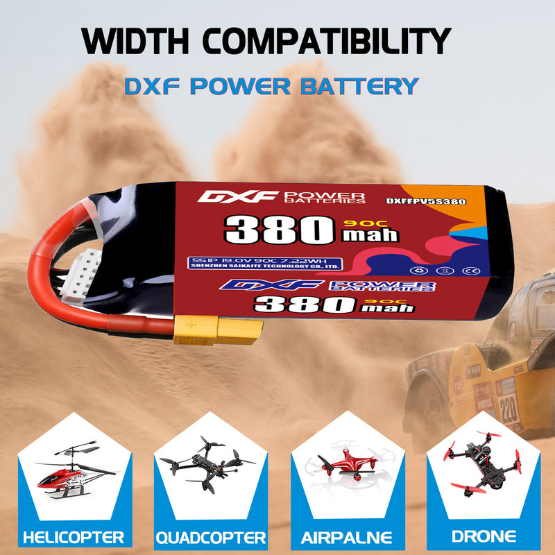DXF 380mAh 5S 90C 19.0V Lipo Battery Pack for FPV LiPo Battery