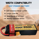 (CN)DXF 3S Lipo Battery 11.1V 150C 9500mAh Soft5 Case Battery with EC5 XT90 Connector for Car Truck Tank RC Buggy Truggy Racing Hobby