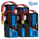 DXF SEMI-SOLID 14S 51.8V 80000mAh 10C Soft Case LiPo Battery with 8AWG Wire for Toy Cars, Boats, UAVs & Drones (1-6 Pack)