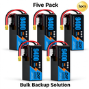DXF 6S 22.8V 9400mAh 100C Soft Case LiPo Battery with 10AWG Wire for Toy Cars, Boats, UAVs & Drones (1-6 Pack)
